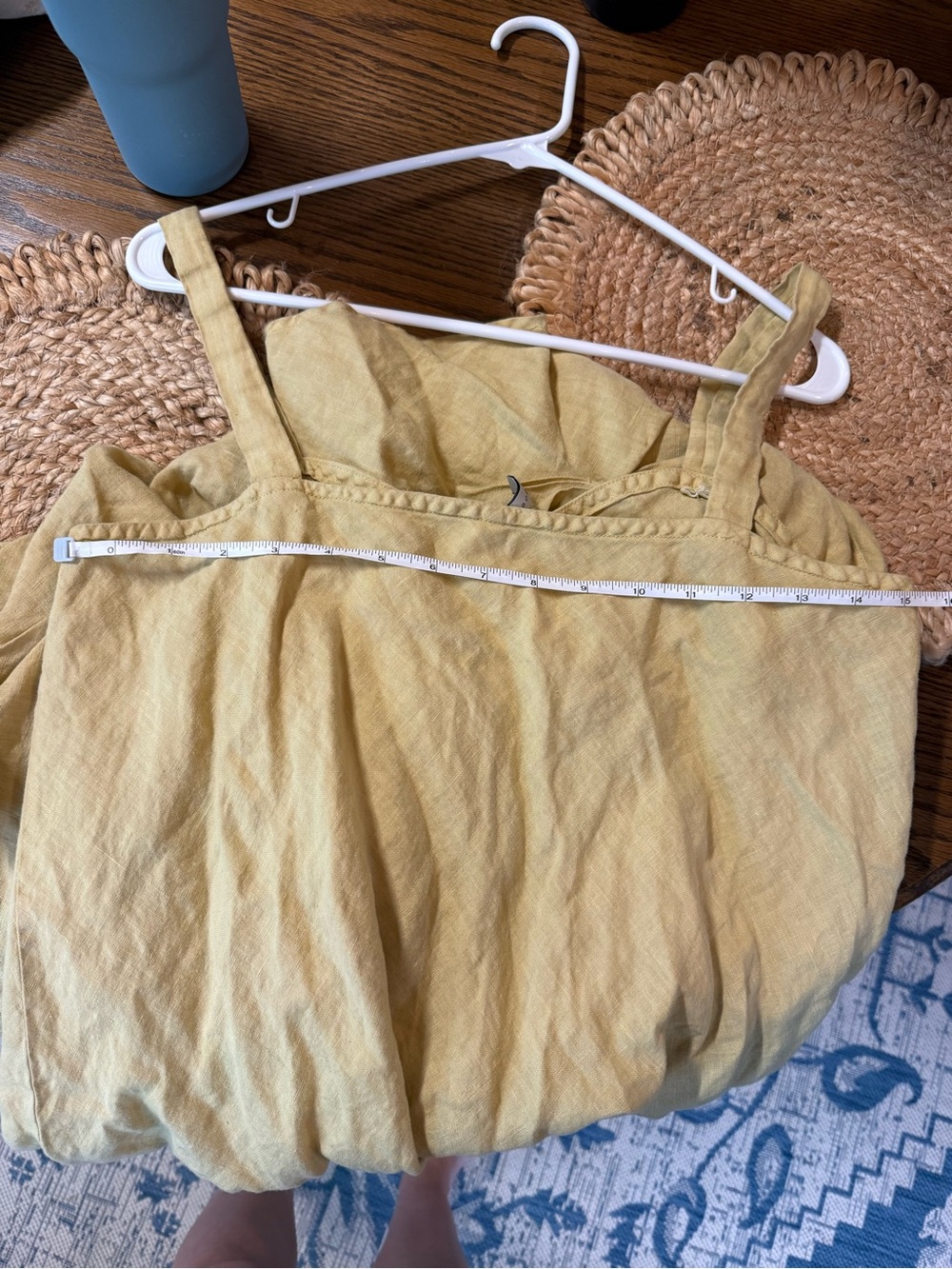 Homefrocks 100% linen mustard yellow dress size medium - Picture 5 of 5